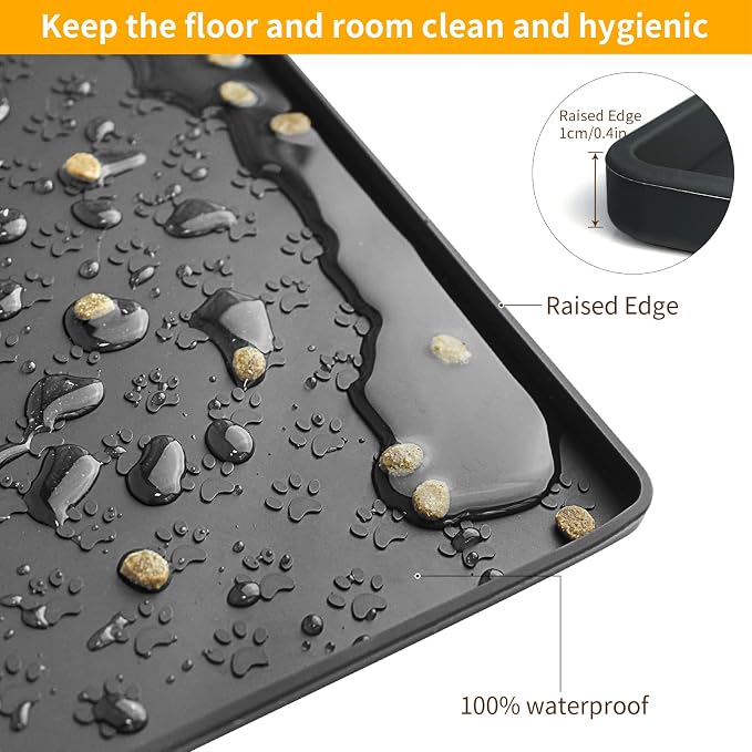 Ptlom Pet Placemat for Dog and Cat, Waterproof Non-Slip Silicone Feeding Bowl - Image 6