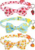Breakaway Cat Collar with Removable Bow Tie and Bell, Cute Multi-Style Patterns by VKPETFR