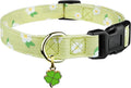 Cotton Handmade Dog Collar Cute and Distinctive Patterns Green Flower by Fyeqyaou