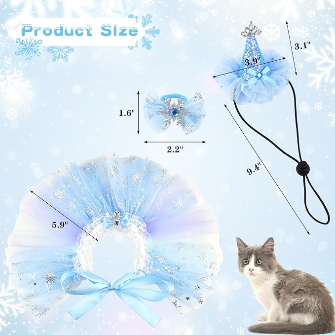Cat Birthday Princess Costume for Kitten Crown Hat Tutu Skirt Kitten Princess - Image 3
