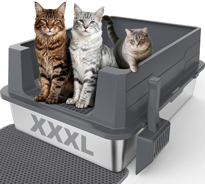 Stainless Steel Litter Box Extra Large by MIXJOY