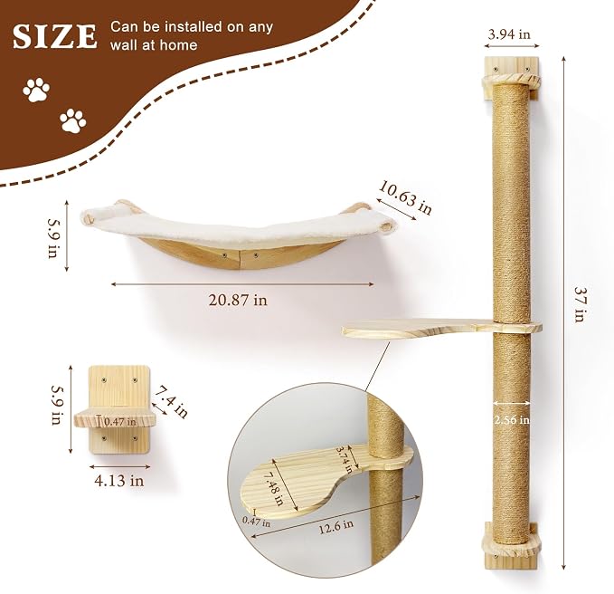 Wall Mount Cat Wall Shelves – Hammock, Scratching Post - Image 5
