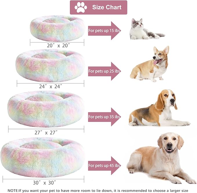 WNPETHOME Calming Dog Bed Cat Bed Donut, Faux Fur Pet Bed Self-Warming Donut - Image 5
