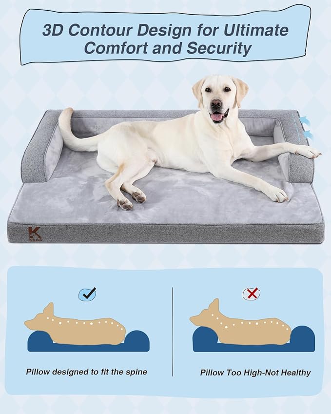 KSIIA Washable Dog Bed XXL Senior Dog, Orthopedic Warm Soft Pet Sofa Waterproof - Image 4