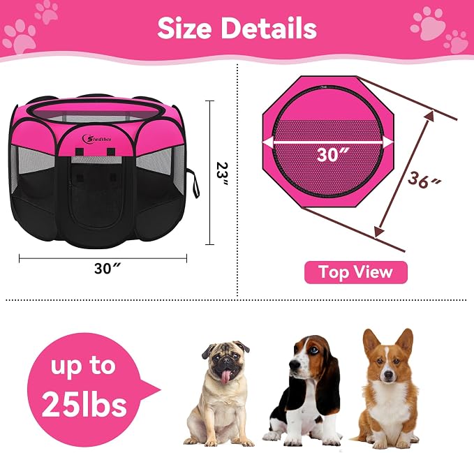 Dog Playpen, Medium Puppy Pet Playpen, Dog Crate Tent Cage Indoor/Outdoor - Image 6