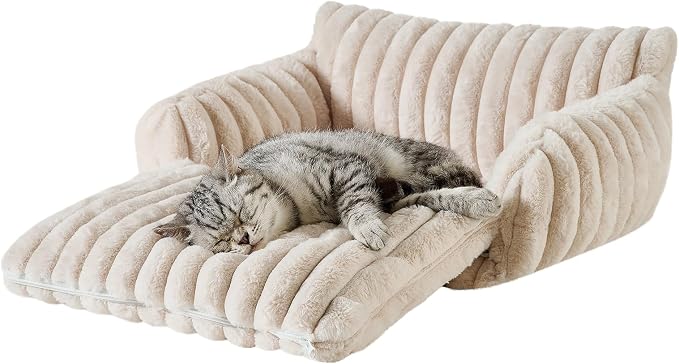 Hollypet Cat Bed Fluffy Plush Mutifuctional Double-Layer Soft Pet Couch - Image 2