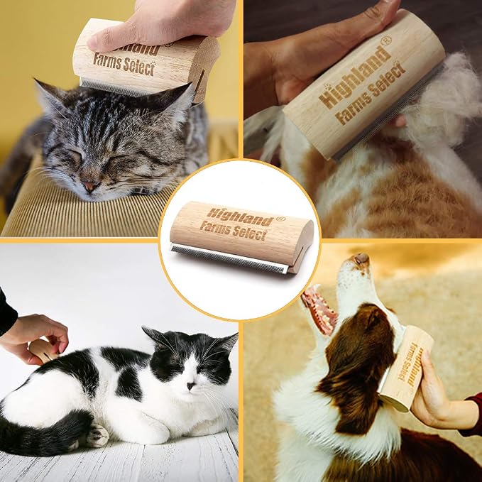 Deshedding Grooming Tool for Dogs, Cats & Horses, Ergonomic Design Wood Groom - Image 4