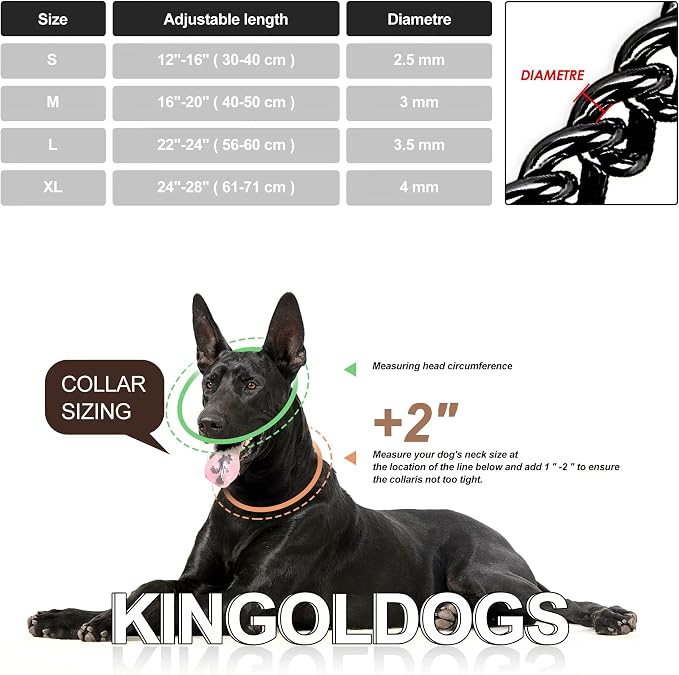 Black Dog Chain Collar Stainless Steel Black Dog Collar Adjustable Walking - Image 6