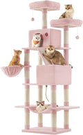 Feandrea Cat Tree, 81.1-Inch Large Cat Tower, 2 Perches, 2 Caves, Jelly Pink by FeandreabySONGMICSHOME