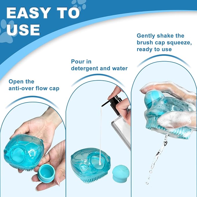 3PCS Dog Bath Brush, Dog Shampoo Brush, Dog Scrubber - Image 3