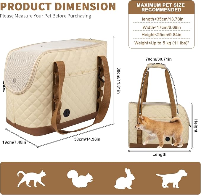 Dog Purse Carrier for Small Dogs, Soft Sided Pet Carrier - Image 6