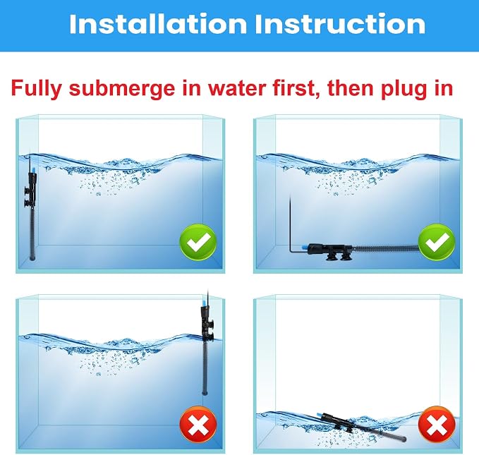 AQUANEAT Aquarium Heater, 200W Fish Tank Heater, Adjustable Submersible Water - Image 4
