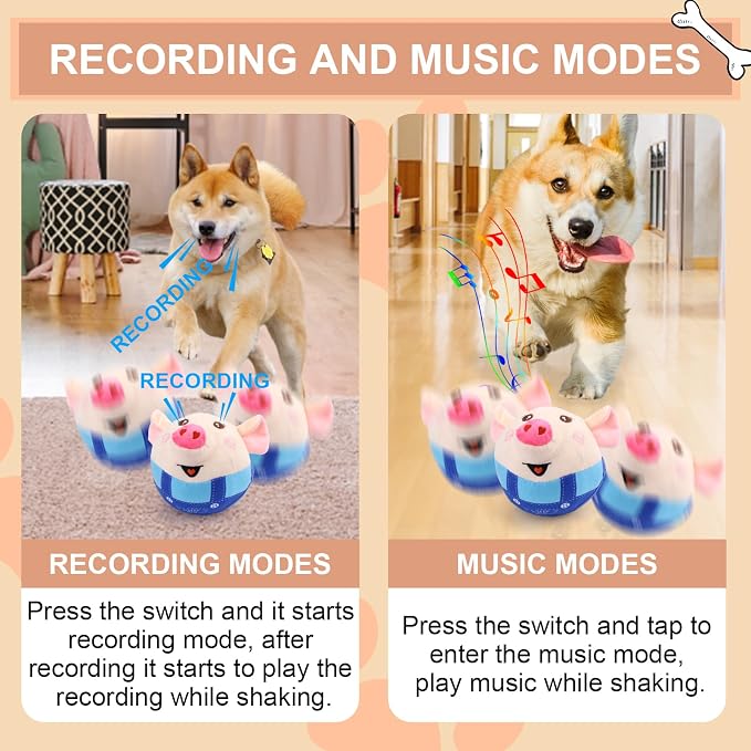 BABORUI Blue Pig Interactive Dog Toy, Remote Control Jumping Squeaky Toy - Image 3