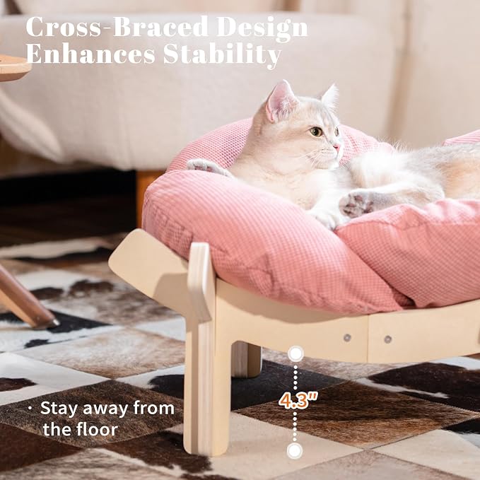 CHEERHOME PETS Elevated Cat Bed Wooden - Image 2