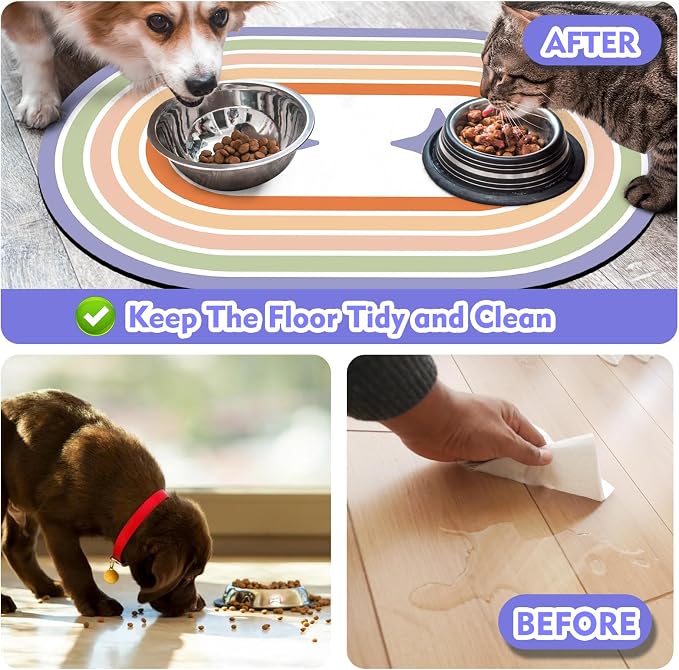 Dog Feeding Mat 24''x16'', Absorbent Pet Food Mat, No Stains Quick Dry Pet - Image 5