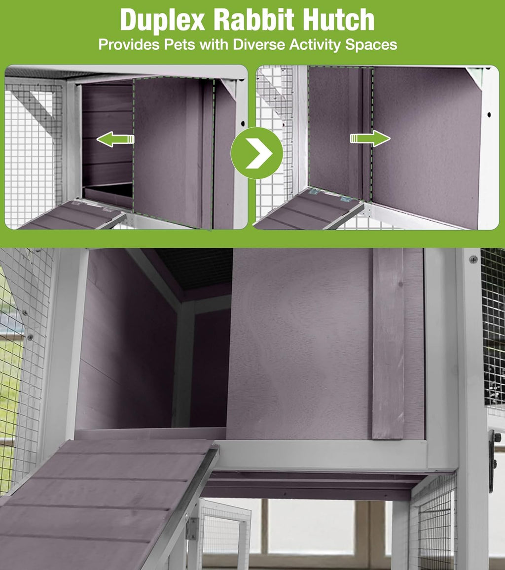 GUTINNEEN 2-Story Rabbit Cage with 4 Swivel Casters, Grey - GlobalHabitat Supply