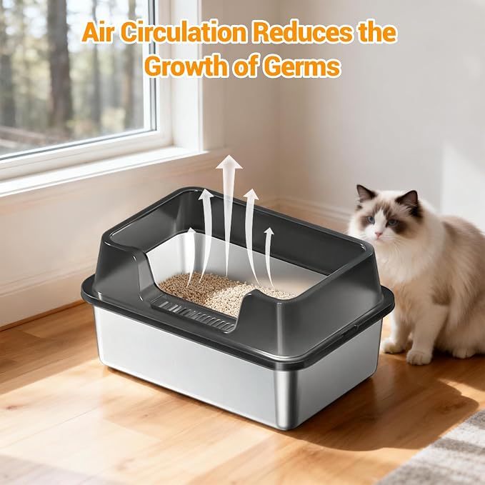 Stainless Steel Litter Box, XL Enclosed Cat Litter Boxes - Image 7