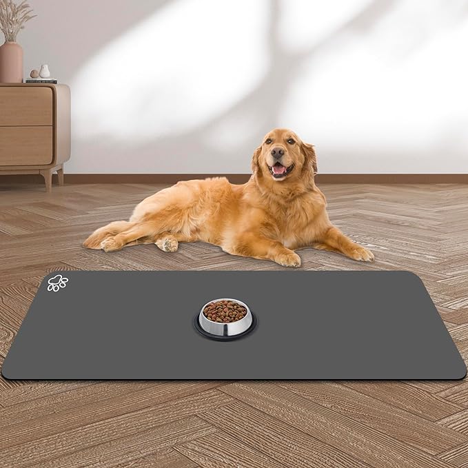 Large Pet Feeding Mat, 39.3"x15.7" Absorbent Quick Dry Dog Mat by yuzshin