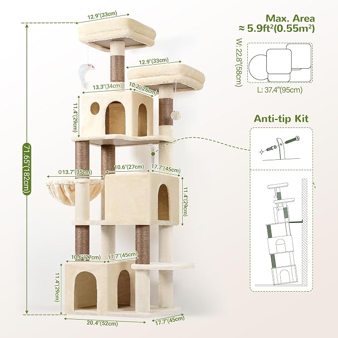 Globlazer Cat Tree Tall, 71 inches Cat Tower - Image 6