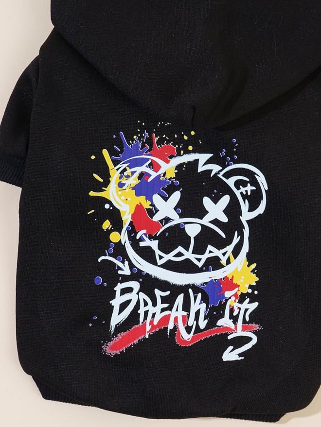 QWINEE Cartoon Bear Print Cat Hoodie Breathable Stretchy Sweatshirts - Image 6