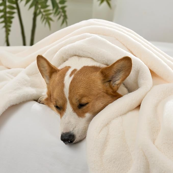 Luxury Faux Fur Throw Blanket for Couch, Ultra Soft Waterproof Pet Blanket - Image 8