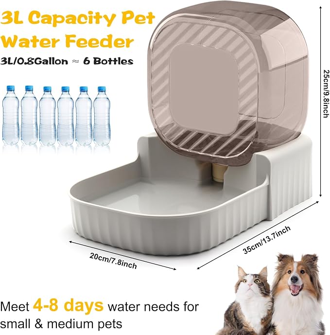Gravity Water Bowl for Cats, 3L Automatic Pet Water Dispenser, Large Gravity - Image 3