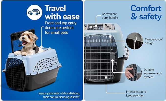 Petmate Dog Crates for Small Dogs & Cat Carriers, Two-Door Plastic Pet Kennel - Image 9