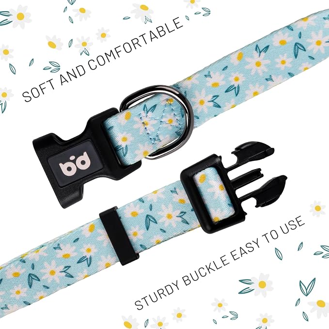 QQPETS Adjustable Soft Dog Collar: Print Flower Pink Multicolor Cute Patterns - Image 3