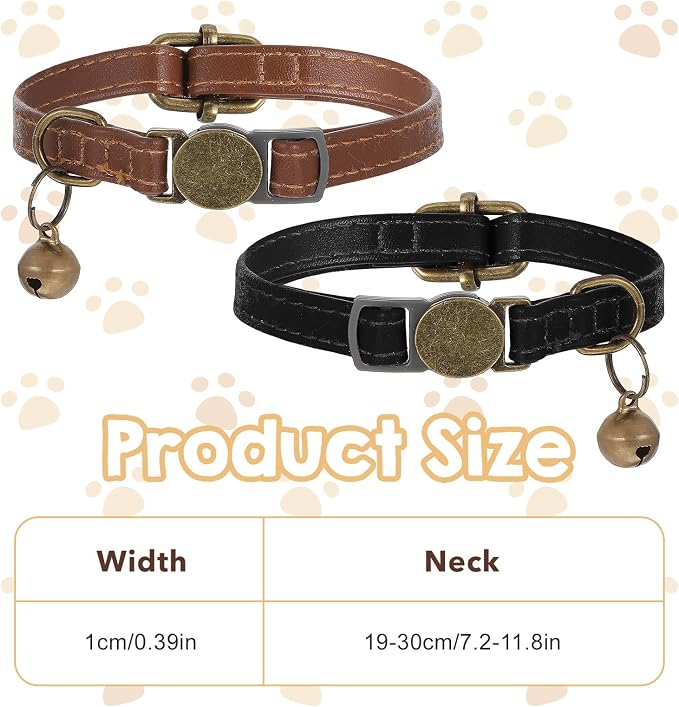2 Pcs PU Leather Cat Collar Breakaway - Image 3