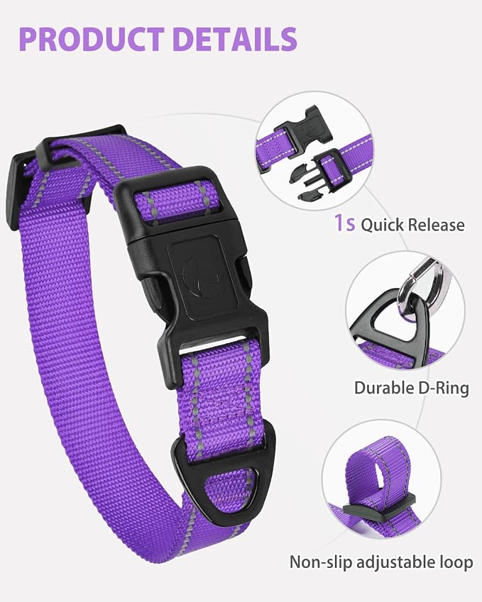 Joytale Reflective Dog Collar, Adjustable Nylon Pet Collar - Image 4