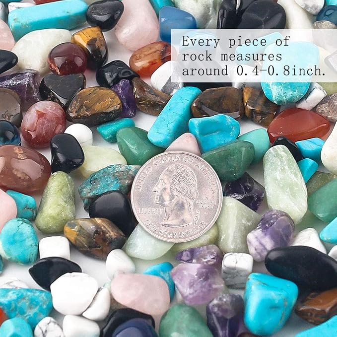JOHOUSE Quartz Crystals, Crushed Chips Tumbled Polished Stone Beads Irregular - Image 2