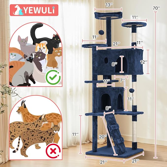 70in Cat Tree Cat Climbing Tower - Image 7