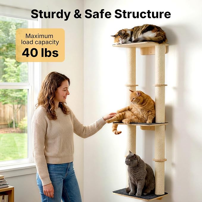 Veehoo Cat Wall Shelves, Cats Wall Scratcher Furniture - Image 5