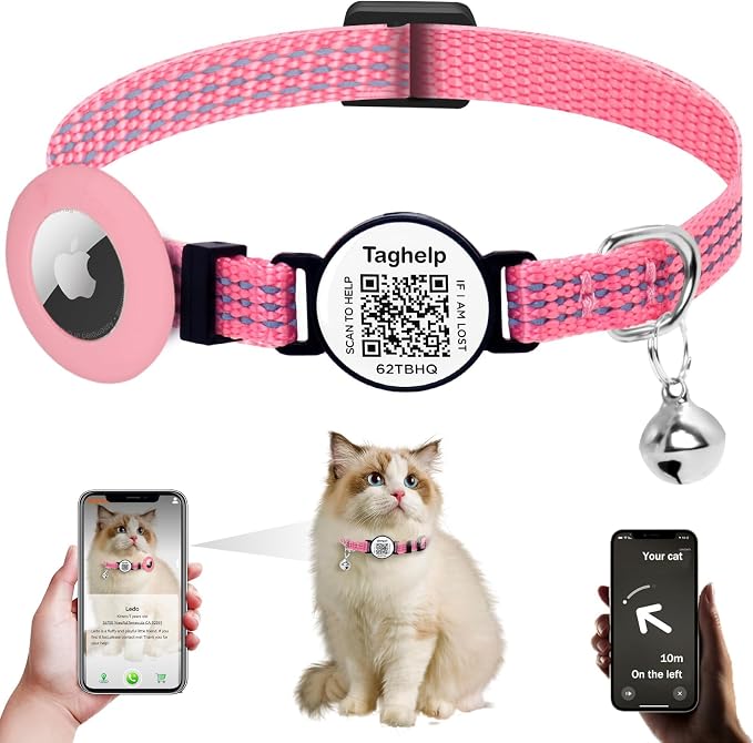 Reflective Kitten Collar Breakaway Apple Air Tag Cat Collar, GPS Cat Collar by Taghelp
