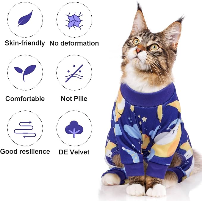 QBLEEV Cat Onesie for Cats After Surgery, Sticky Hair Cat Pajamas for Cats Only - Image 2