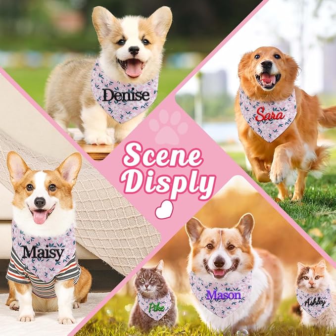 Personalized Dog Bandana Embroidered Name Custom Neckwear Dog Scarf Triangle - Image 6