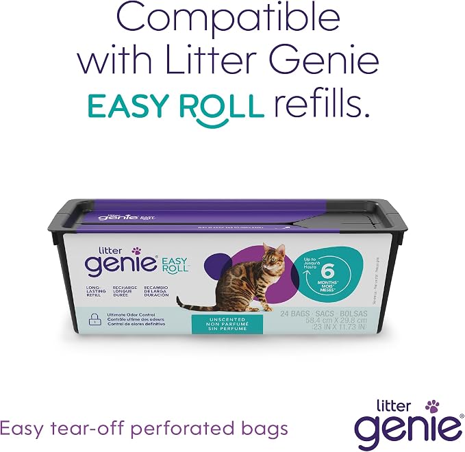 Litter Genie Easy Roll Cat Litter Disposal Pail | Odour Control, Refill Bags & - Image 9
