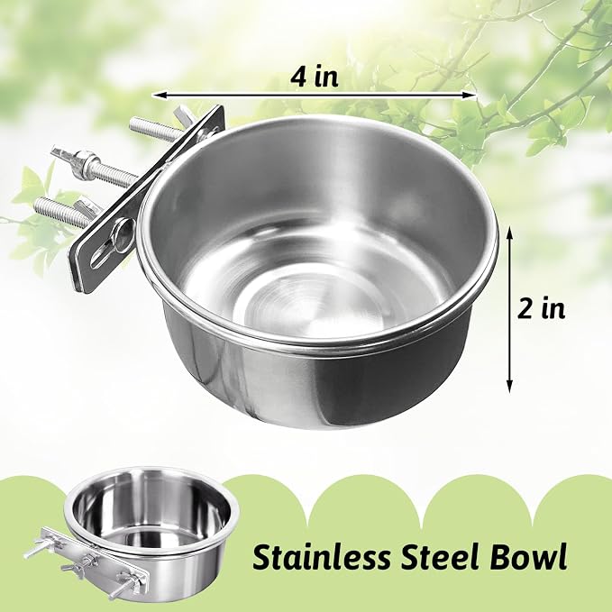 Tfwadmx 2 Pcs Bird Feeding Dish Cups, Parrot Food Bowl Clamp Holder Coop Cup - Image 2