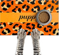 Puppy Feeding Mat 20x12 inch Orange Leopard Print Dog Bowl Placemat Non Slip Mat by HOMETITUTE
