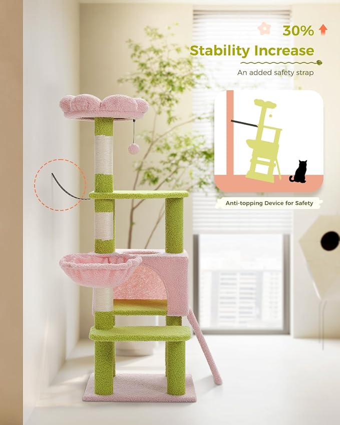 Flower Cat Tree 47.2" Multi-Level Cat Tower - Image 5
