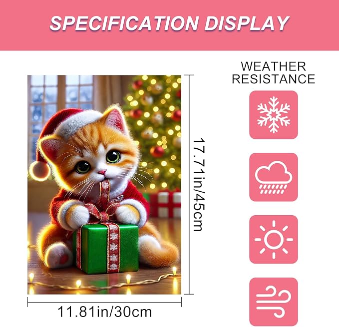 Christmas Garden Flag 12x18 Inch Cute Kitten Gift Flag Double Sided Holiday Cat - Image 3