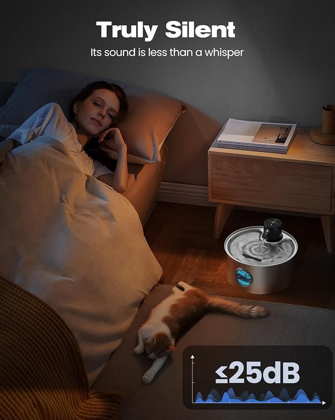 Cat Water Fountain with Motion Sensor: Rechargeable Cat Fountain Wireless - Image 7