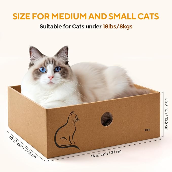 AUSCAT Cat Scratcher Box with 6PCS Cat Scratching Board, Cardboard Cat - Image 4