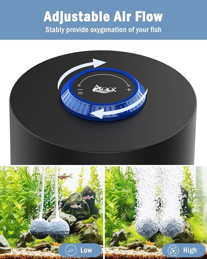 AQQA Aquarium Air Pump, Quiet Powerful Fish Tank Air Pump 3W/6W/10W - Image 2
