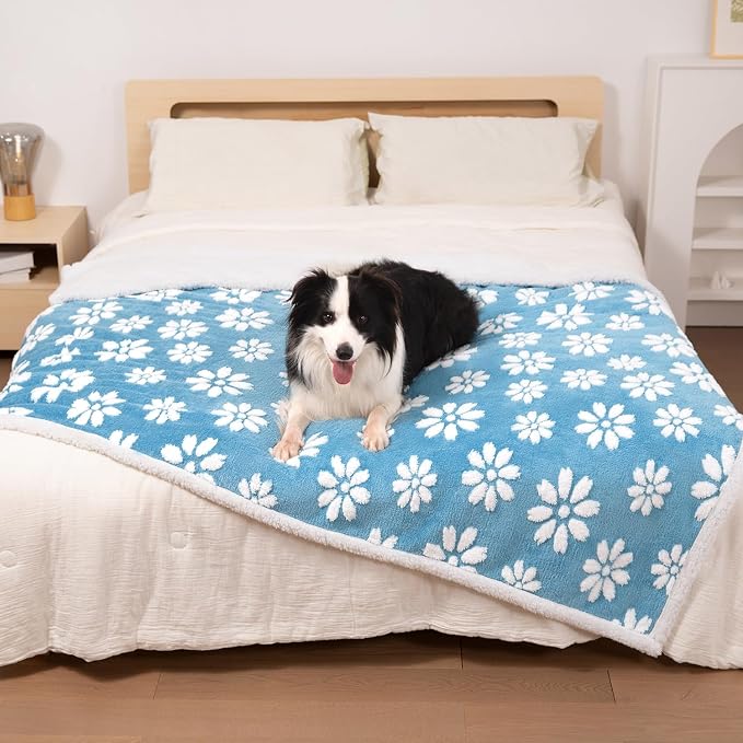 Waterproof Blanket for Dog Cat or Adult, Cute 3D Textured Flower Dog Blanket by Yaning