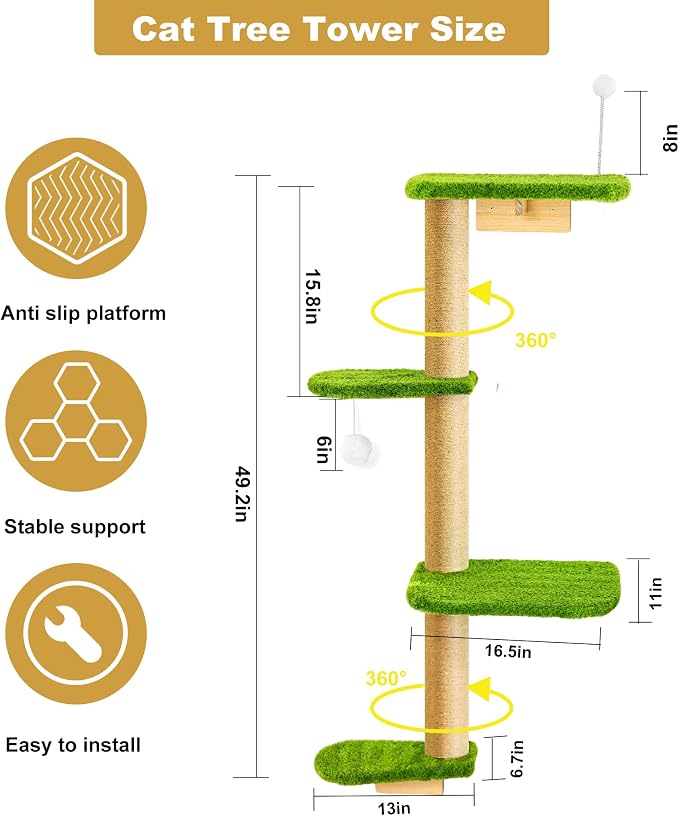 Cat Wall Climber and Floating Shelves, Wall Mounted Cat Tree - Image 4