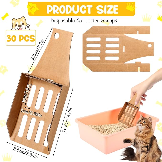 30 Pcs Disposable Cat Litter Scoops 8.3x3.3 Inch Portable Kitty Litter Scooper - Image 2