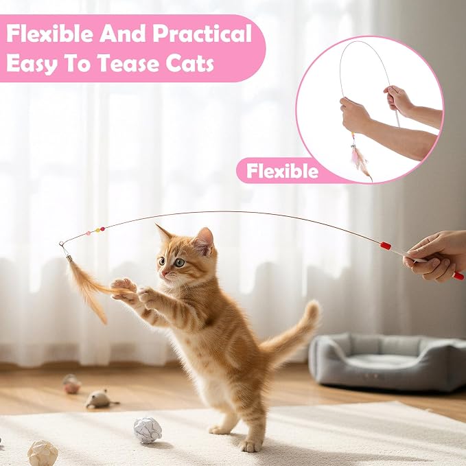 4 Pcs Cat Feather Toys, Cat Toys Wand - Image 4