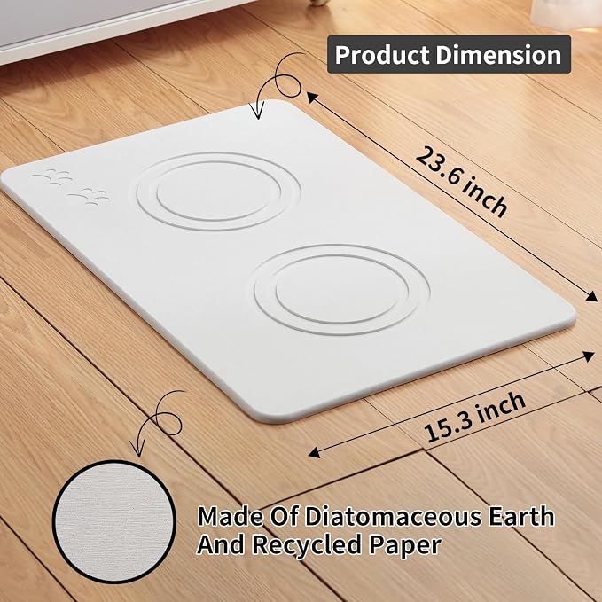 Home Dog Cat Bowl Stone Mat–Natural Diatomite Stone Pet Bowls Mat, Pet Feeding - Image 4