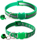Green Cat Collars with Bells, Break Away Cat Collar with Bells, Reflective by YOUALSO